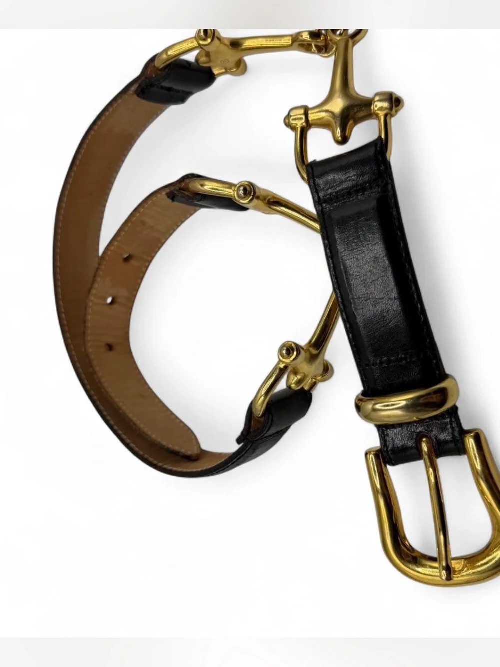 Horsebit Black faux leather belt